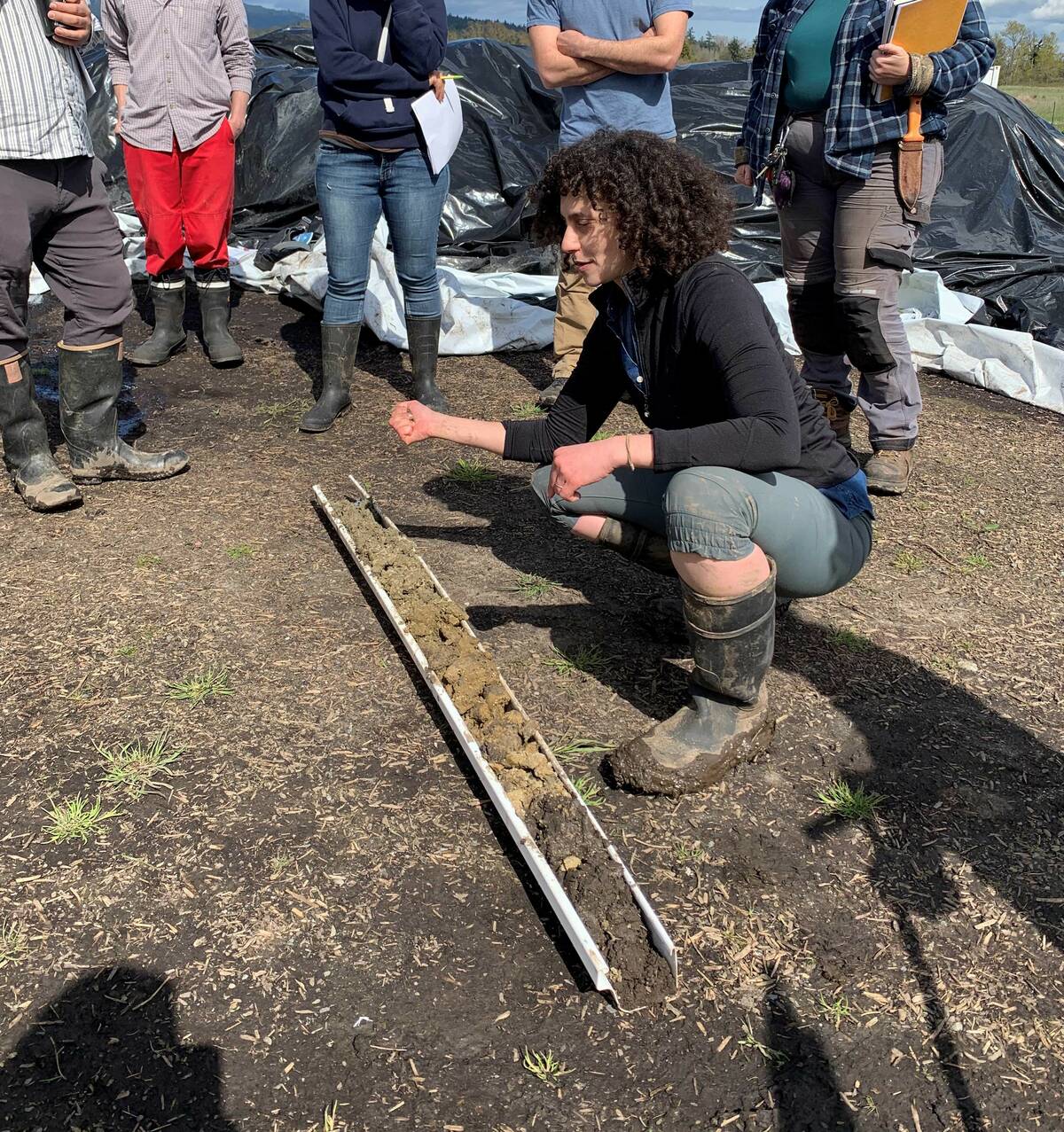 Naomi Robert, senior research and extension associate, Institute for Sustainable Food Systems, Kwantlen Polytechnic University, at a dry farming site suitability and soil moisture workshop.