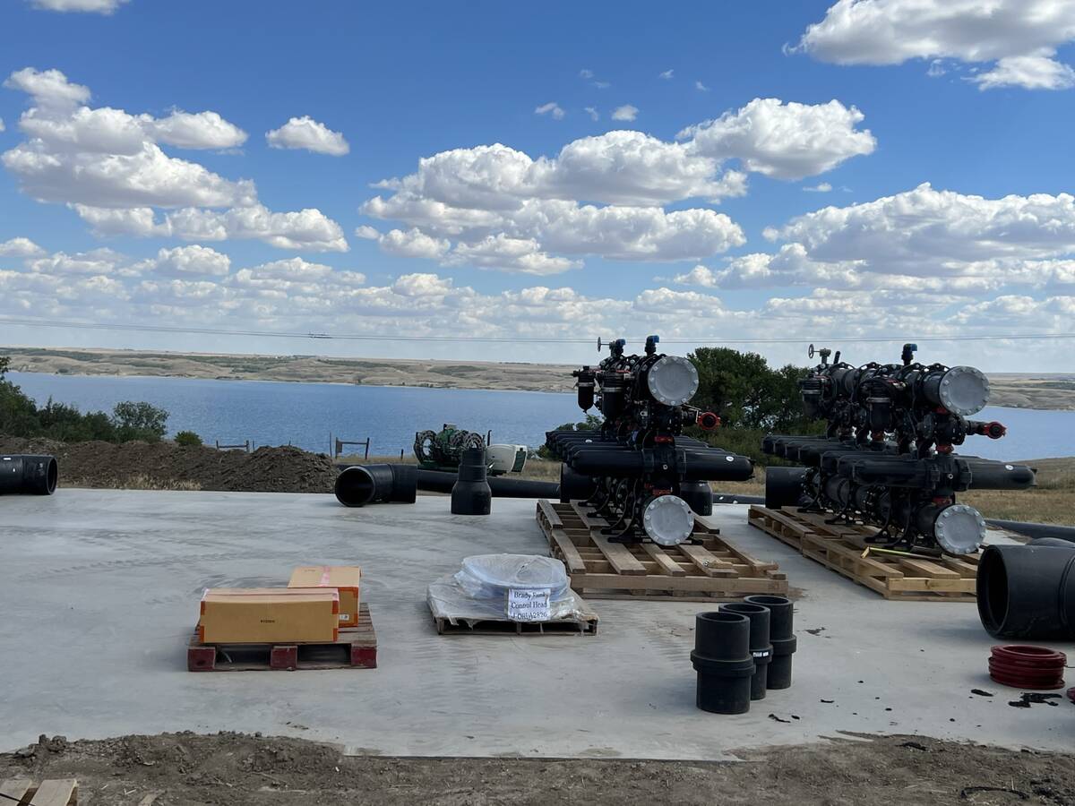 Construction of the filtration house. Pictured are two of the three filtration systems used to power the farm. Credit: Brady Funk