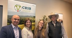 (left to right): Sam Hamam (McDonald&rsquo;s Canada), Kristine Tapley (Cargill), Laura Buss (CRSB youth councillor), Ryan Beierbach (CRSB chair). Photo: CRSB
