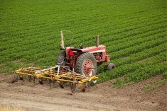 tractor sitting empty in field